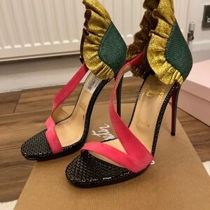 Christian Louboutin Vibrant Pink and Gold Heels